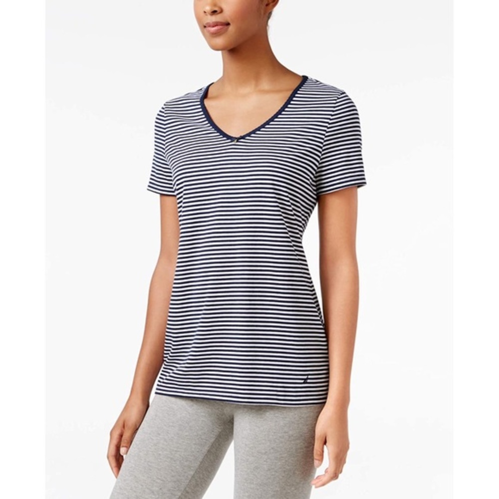 Small Blue and White Striped Nautica Top